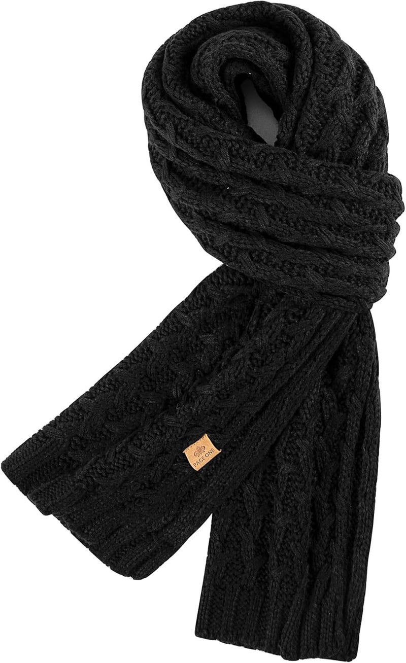 PAGE ONE Women's Ribbed Knit Scarf Winter Warm Long Big Wrap Cashmere Wool Thick Large Chunky Scarf for Women - Image 1